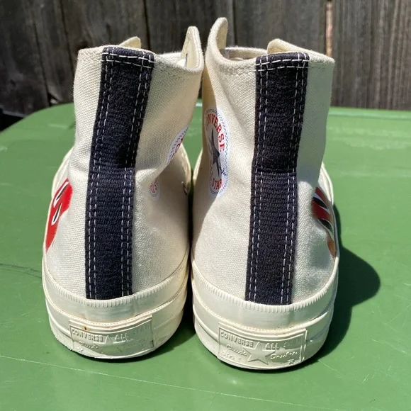 Converse Comme des Garçon Play Cream High-Top Canvas Sneakers Men’s 7 Women’s 9 - Picture 4 of 9